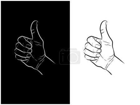 Illustration for Thumb up hand vector illustration hand drawn - Royalty Free Image