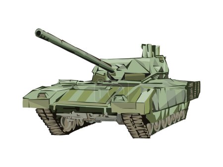 Illustration for Russian military tank, armata tank vector hand drawn - Royalty Free Image
