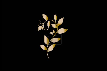 Ilustración de Hojas doradas logo diseño vector ilustración - Imagen libre de derechos