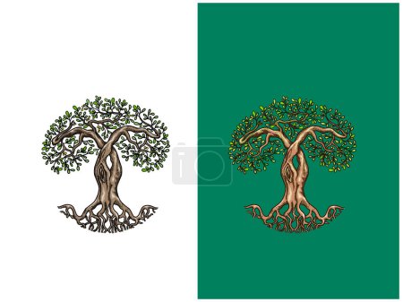 Téléchargez les illustrations : Illustration vectorielle ensemble d'arbres anciens - en licence libre de droit