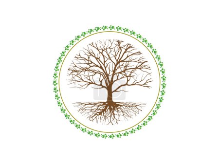 Ilustración de Logotipo del árbol con vector de placa circular - Imagen libre de derechos