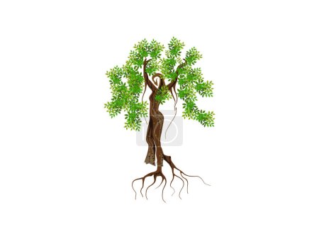 Téléchargez les illustrations : Femme arbre illustration, dryads mangroves arbre. - en licence libre de droit