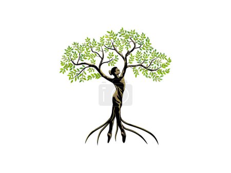 woman tree, dryads vector illustration, mangroves plant.