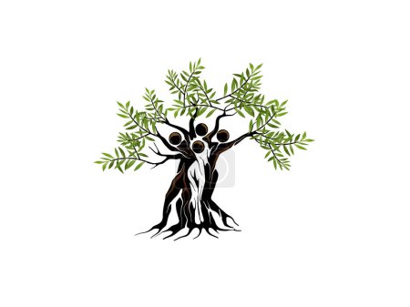 Téléchargez les illustrations : Logo abstrait décoratif en arbre humain. groupe de concepts d'arbres humains - en licence libre de droit