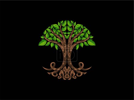 Ilustración de Diseño del logotipo del árbol, ilustraciones de roble - Imagen libre de derechos