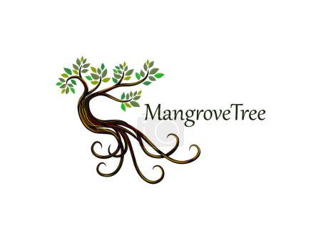 Ilustración de Logotipo del árbol del manglar, imagen única del vector del árbol - Imagen libre de derechos