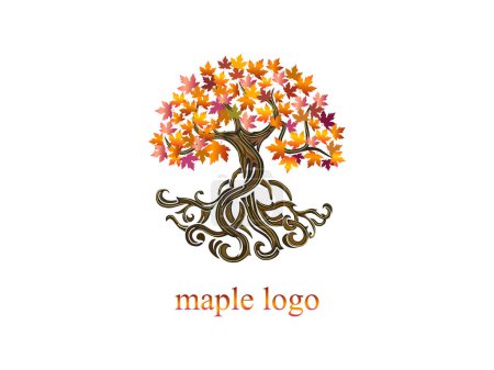 Illustration for Abstract maple tree logo. human tree with powerful roots. - Royalty Free Image