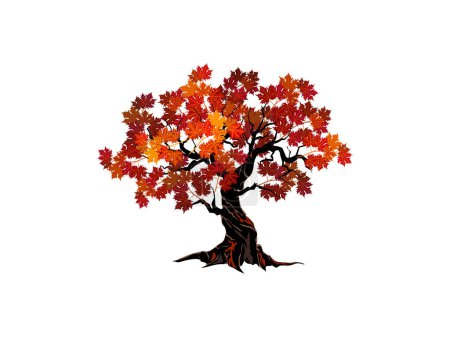 Illustration for Autumn maple tree with colorful leaves - Royalty Free Image