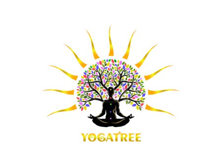 Illustration for Tree Logo with yoga meditation concepts, vector image - Royalty Free Image