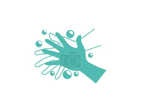 Téléchargez les illustrations : Se laver les mains avec du savon pour prévenir les virus et les bactéries. symbole Illustration vectorielle Isolé sur fond blanc. - en licence libre de droit