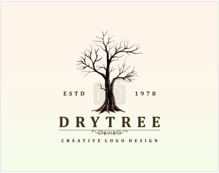 Ilustración de Diseño del logotipo del árbol vintage, árbol seco vector aislado. - Imagen libre de derechos