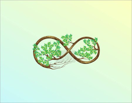 Illustration for Vibrant tree logo design, ancient tree with infinity shapes, vector illustration - Royalty Free Image