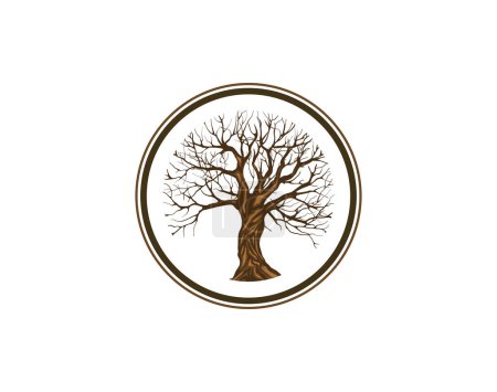 Illustration for Tree logo design with circular frames, vector vintage style - Royalty Free Image