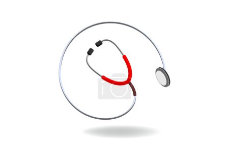 Téléchargez les illustrations : Illustration vectorielle de stéthoscope, logo de dispositif médical dans le style 3d. - en licence libre de droit
