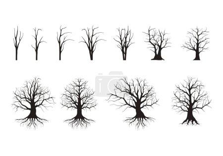 Illustration for The Collection of Dead Trees without Leaves Vector isolated. dried tree collections with hand drawn style for design elements. - Royalty Free Image