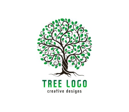 Ilustración de Plantillas de diseño de logotipo de árbol de lujo. vector aislado, árbol con forma redonda - Imagen libre de derechos
