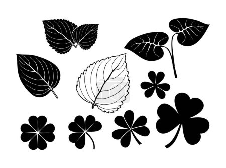 Illustration for Set of nature and  leaves icon silhouette - Royalty Free Image