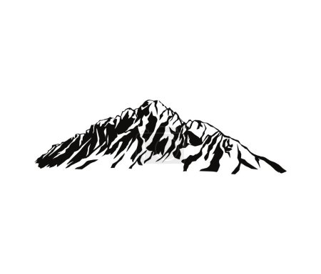 Ilustración de Montañas, silueta vectorial, blanco y negro. - Imagen libre de derechos