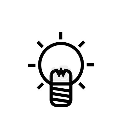 Téléchargez les illustrations : Ampoule avec icône de style ligne d'énergie - en licence libre de droit