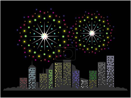 Illustration for Fireworks on a night sky - Royalty Free Image