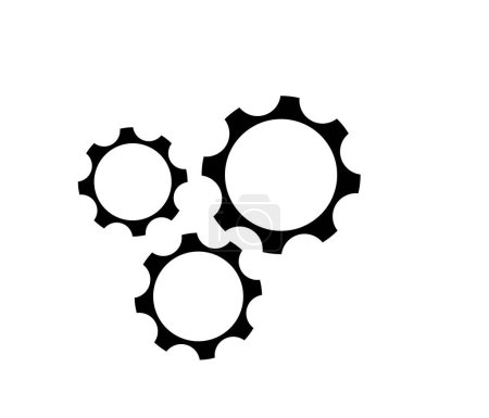 Illustration for Black and white icon of gears on white background. vector illustration. - Royalty Free Image