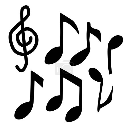 Illustration for Stylized music notes icons set banner, vector illustration - Royalty Free Image