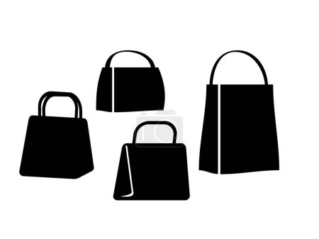 Illustration for Black and white bag with handles on a white background - Royalty Free Image