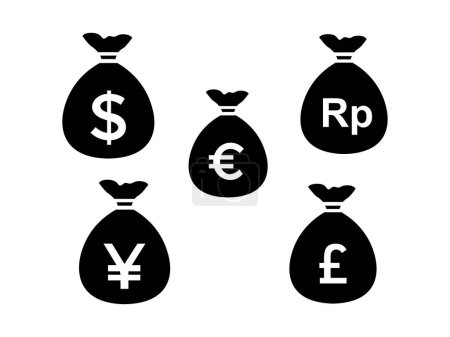 Ilustración de Conjunto de iconos bolsa de dinero. vector eps 1 0 - Imagen libre de derechos