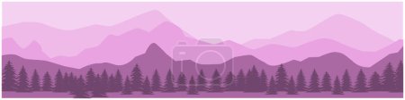 Téléchargez les illustrations : Paysage avec arbres, montagne et forêt - en licence libre de droit