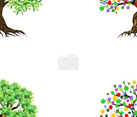 Téléchargez les illustrations : Trees icon set vector illustration - en licence libre de droit