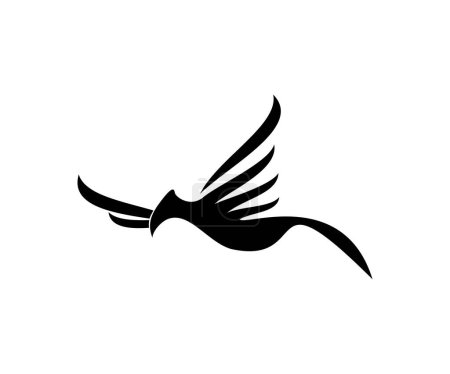 Illustration for Flying black bird icon. vector logo - Royalty Free Image