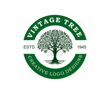 Ilustración de Banner de icono de árbol estilizado, ilustración vectorial - Imagen libre de derechos