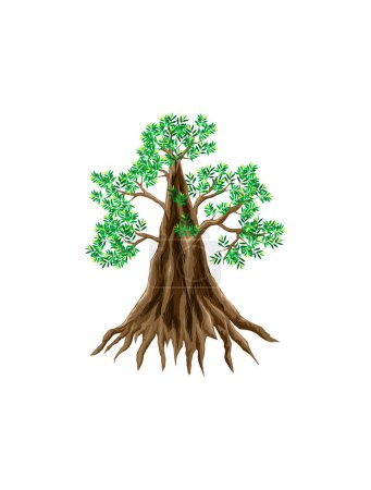 Illustration for Tree with green leaves on a white background - Royalty Free Image