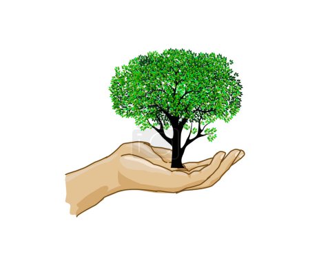 Illustration for Green tree in hand - Royalty Free Image