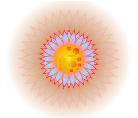 Téléchargez les illustrations : Motif mandala soleil coloré, illustration vectorielle - en licence libre de droit