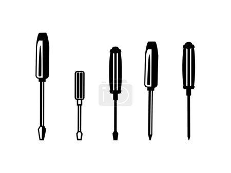 Illustration for Vector set of screwdriver icons, vector illustration - Royalty Free Image