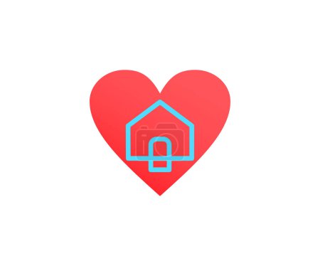 Téléchargez les illustrations : Travail de la maison icône concept avec forme de coeur, illustration vectorielle - en licence libre de droit