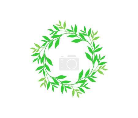 Téléchargez les illustrations : Motif de feuilles vert rond, illustration vectorielle - en licence libre de droit