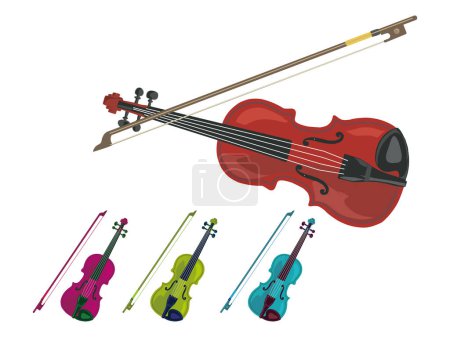 Téléchargez les illustrations : Diverses couleurs de violon et d'image vectorielle alto - en licence libre de droit