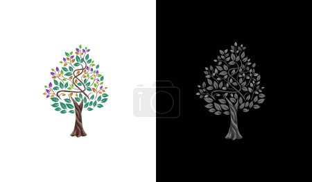 Illustration for Tree logo template, decorative style - Royalty Free Image