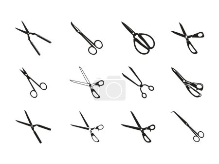 Illustration for A collection of scissors for various human needs - Royalty Free Image