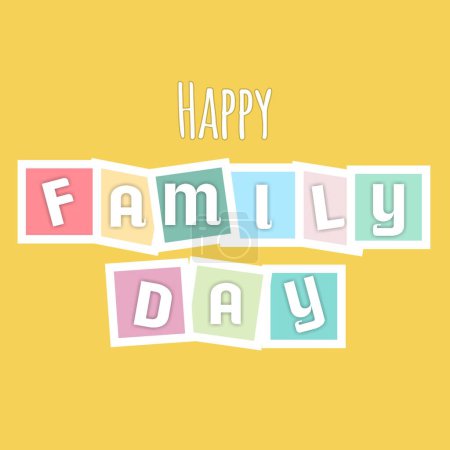 Happy family day. Lettering. Vector illustration on a white background with a yellow pastel ink stroke. Great holiday gift cards.