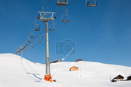 skiing in the alps with a cable car