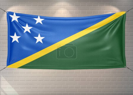 Die Nationalflagge der Salomonen weht auf schönen Ziegeln..