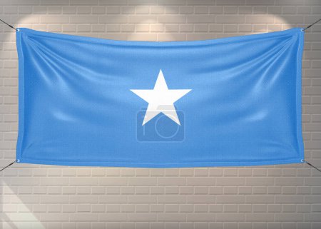 Somalia Nationalflagge Stoff weht auf schönen Ziegeln Hintergrund.