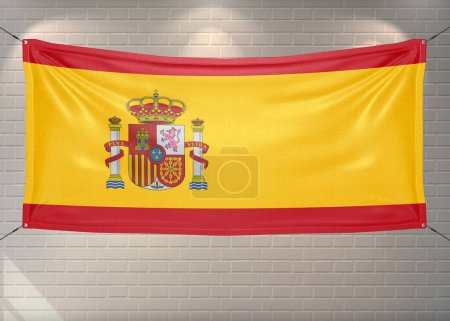 Spaniens Nationalflagge weht auf schönen Ziegeln.