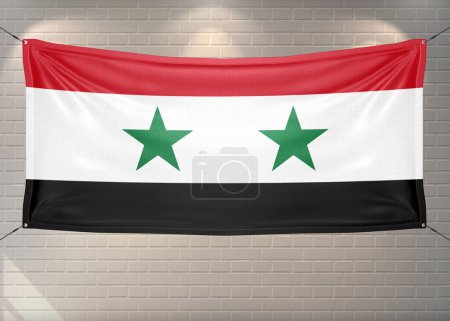 Die syrische Nationalflagge weht auf schönen Ziegeln..