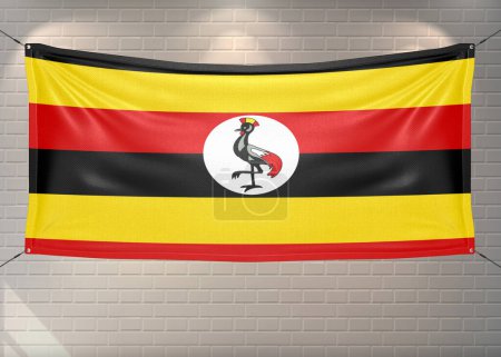 Ugandas Nationalflagge weht auf schönen Ziegeln.