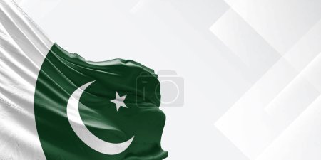 Pakistan Nationalflagge Stoff weht auf schönen weißen Hintergrund.