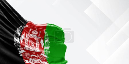 Afghanistan Nationalflagge Stoff weht auf schönen weißen Hintergrund.